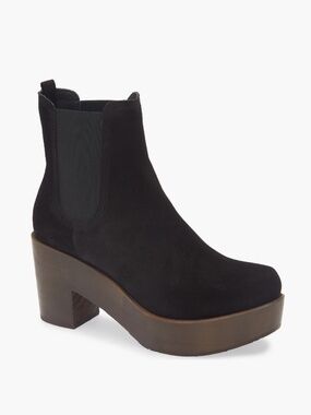 New Pedro Garcia Dalmi Platform Chelsea Boot Black Suede Sz 9